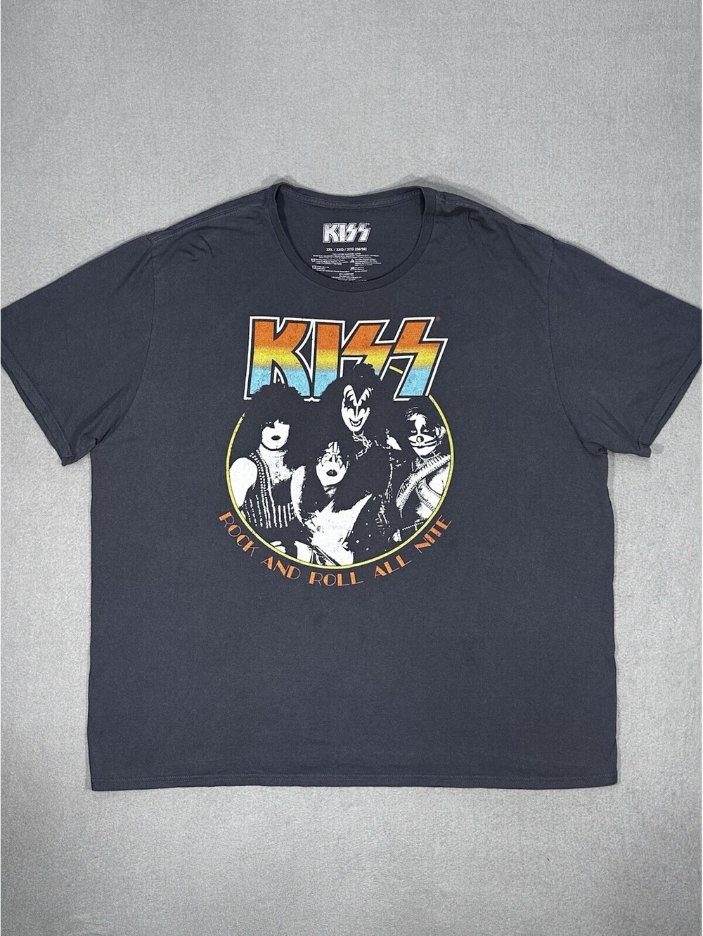 Men’s KISS Rock And Roll All Nite Band Graphic T Shirt Black 3XL